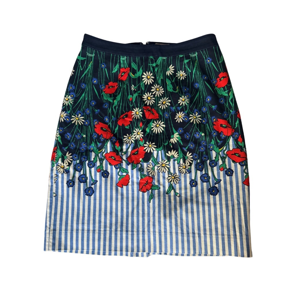 Anthropologie Blue Floral Pencil Skirt Size 2
